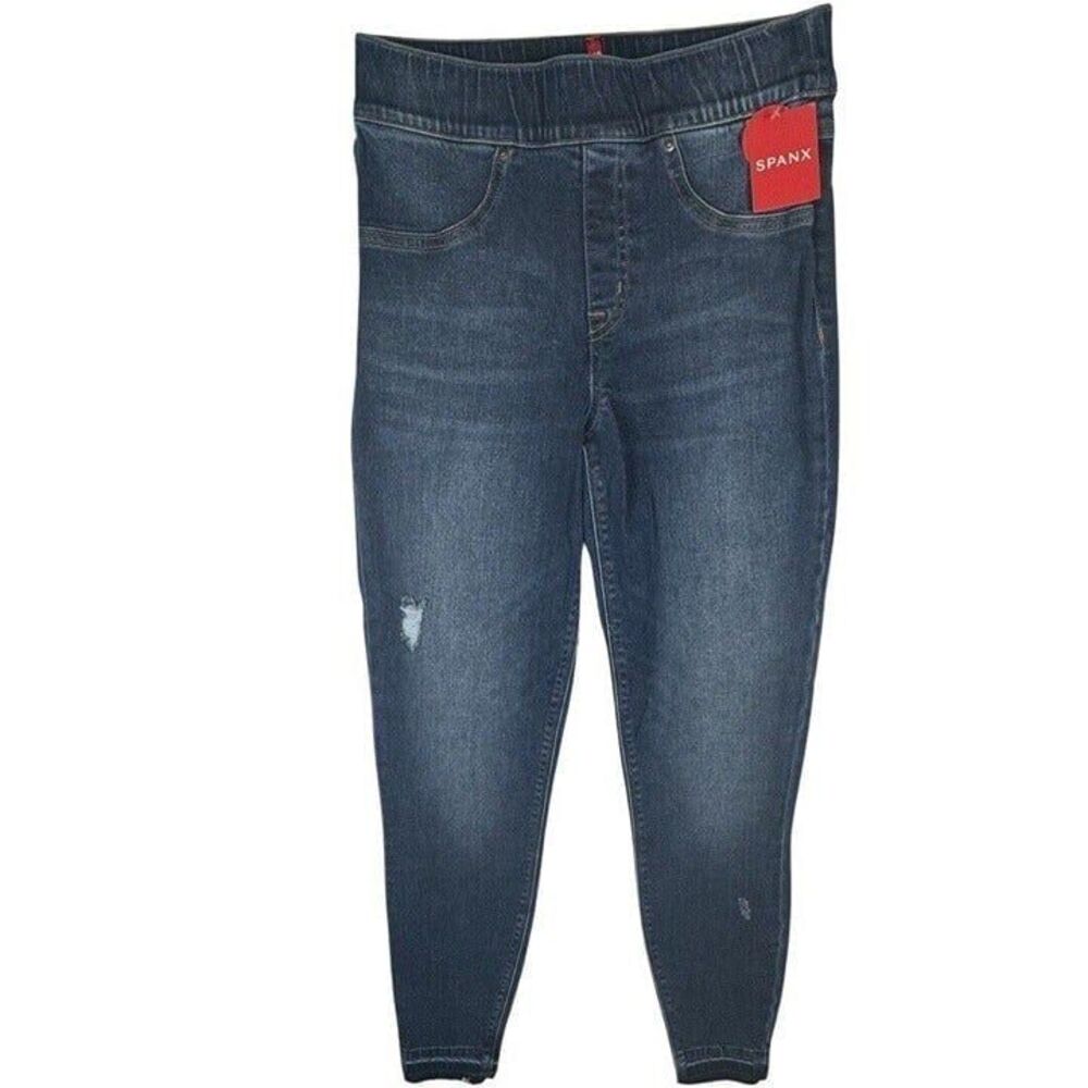 NWT Spanx Jeans size S Distressed Raw Hem Pull On Stretch High Rise